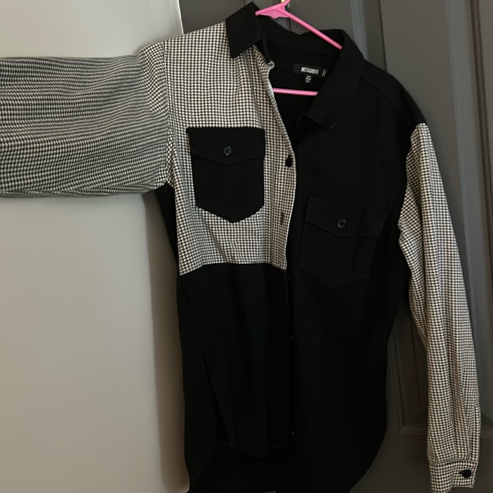 Over sized button down printed  jacket